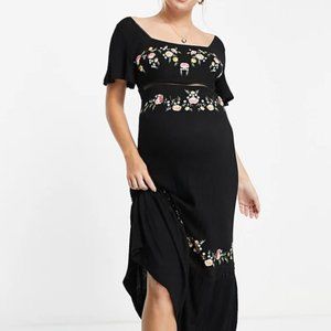 ASOS black floral maternity dress size 2